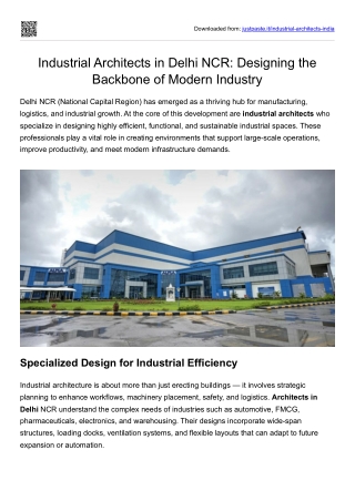Industrial Architects in Delhi NCR- Designing the Backbone of Modern Industry