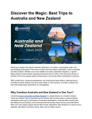 Discover the Magic : Best Trips to Australia and New Zealand