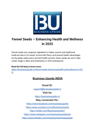 Fennel Seeds – Enhancing Health and Wellness in 2025