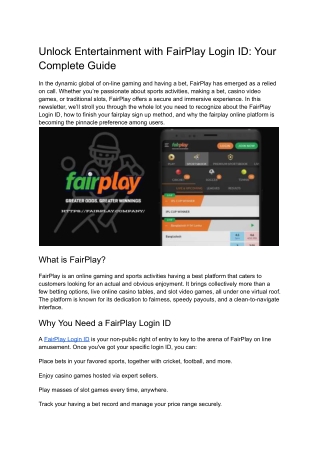 _Unlock Entertainment with FairPlay Login ID_ Your Complete Guide