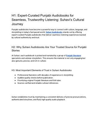 Expert-Curated Punjabi Audiobooks for Seamless, Trustworthy Listening Suhavi’s Cultural Journey