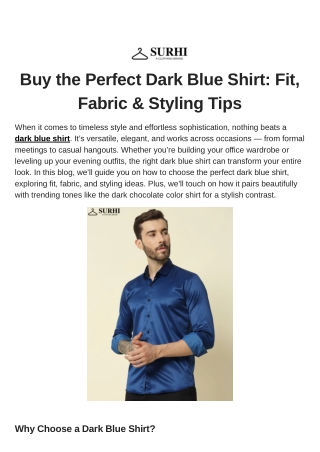 Buy the Perfect Dark Blue Shirt Fit, Fabric & Styling Tips