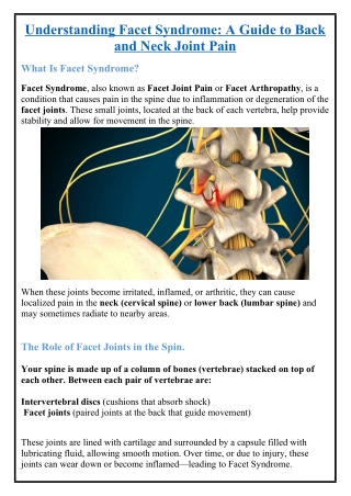 Understanding Facet Syndrome: A Guide to Back and Neck Joint Pain