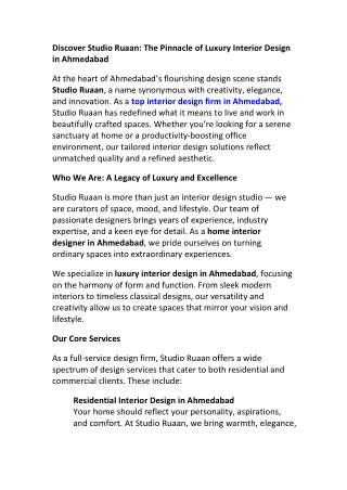 Studio Ruaan | Your Luxury Interior Design Partner in Ahmedabad