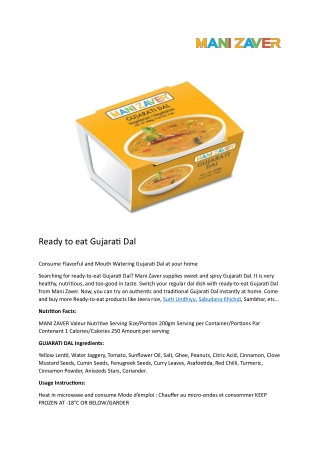 Ready to eat Gujarati Dal