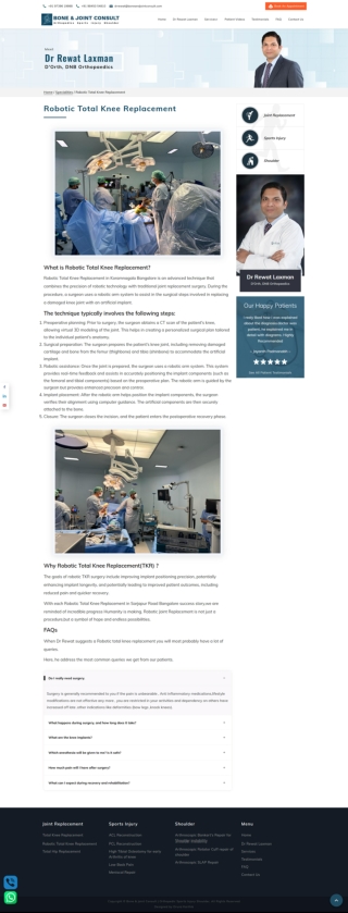 Robotic Total Knee Replacement in Koramangala, Bangalore - Dr. Rewat