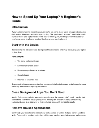 How to Speed Up Your Laptop A Beginner’s Guide