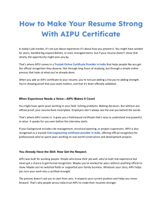 How to Make Your Resume Strong With AIPU Certificate