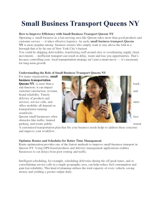 Small Business Transport Queens NY