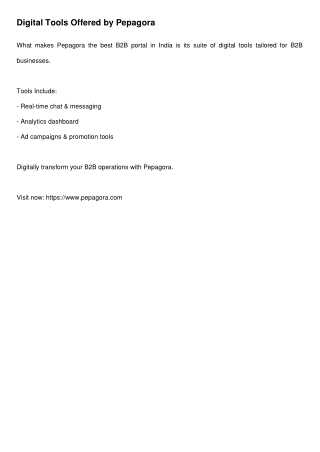 Digital Tools Offered by Pepagora