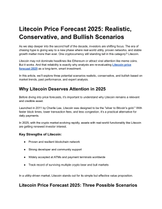 Litecoin Price Forecast 2025_ Realistic, Conservative, and Bullish Scenarios