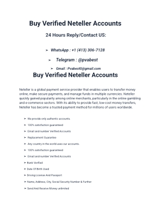 How To Buy Verified Neteller Accounts In 2025