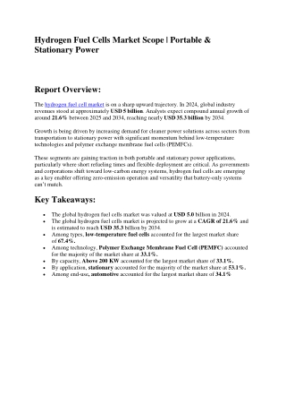 Hydrogen Fuel Cells Market by End-Use