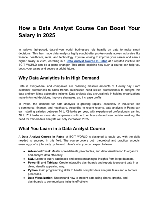 How a Data Analyst Course Can Boost Your Salary in 2025?