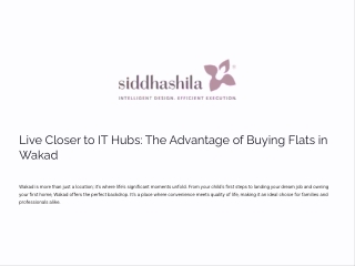 Live Closer to IT Hubs – The Advantage of Buying Flats in Wakad | Siddhashila
