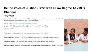 Be the Voice of Justice - Start with a Law Degree At VMLS Chennai