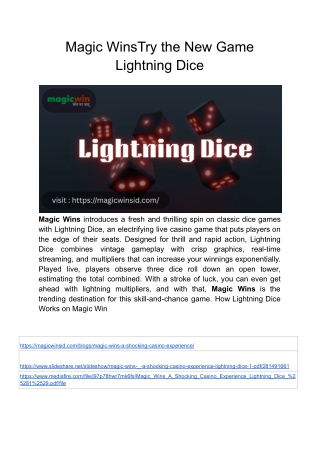 Magic WinsTry the New Game Lightning Dice