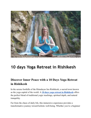 10 days Yoga Retreat in Rishikesh
