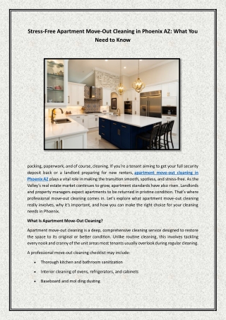 Stress-Free Apartment Move-Out Cleaning in Phoenix AZ: What You Need to Know