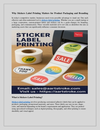 How High-Quality Stickers Label Printing Boosts Product Appeal
