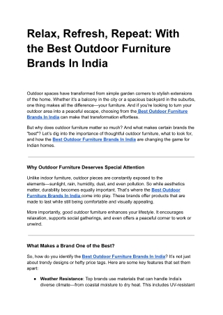 Relax, Refresh, Repeat: With the Best Outdoor Furniture Brands In India