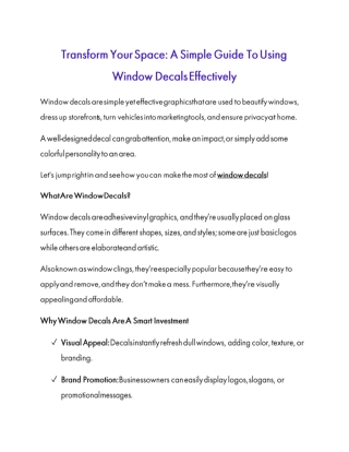 Transform Your Space: A Simple Guide To Using Window Decals Effectively