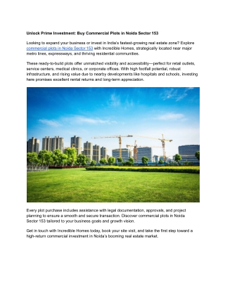 Unlock Prime Investment_ Buy Commercial Plots in Noida Sector 153