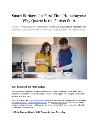 Smart Surfaces for First-Time Homebuyers: Why Quartz Is the Perfect Start