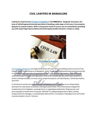 CIVIL LAWYERS IN BANGALORE