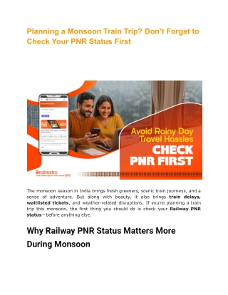 Planning a Monsoon Train Trip_ Don’t Forget to Check Your PNR Status First