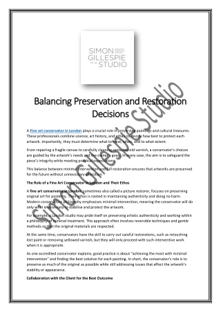 Balancing Preservation and Restoration Decisions