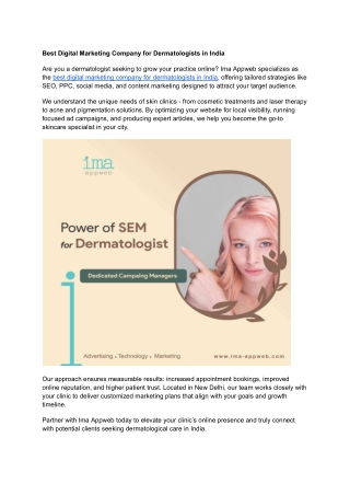 Best Digital Marketing Company for Dermatologists in India
