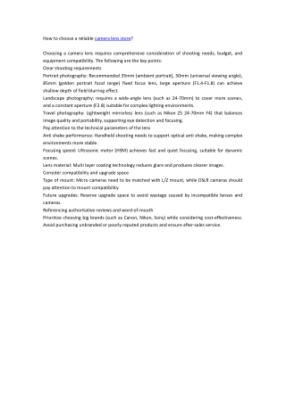 How to choose a reliable camera lens store