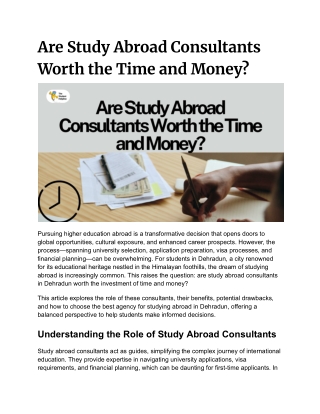 Are Study Abroad Consultants Worth the Time and Money