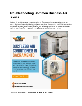 Troubleshooting Common Ductless AC Issues