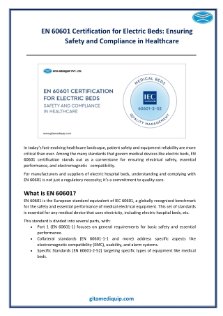 EN 60601 Certification for Electric Beds Ensuring Safety and Compliance in Healthcare