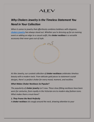 Why Chokers Jewelry Is the Timeless Statement You Need in Your Collection