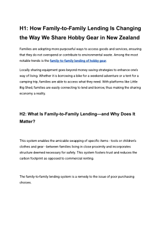 How Family-to-Family Lending Is Changing the Way We Share Hobby Gear in New Zealand