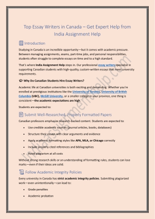 Top Essay Writers in Canada