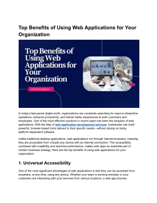 Top Benefits of Using Web Applications for Your Organization