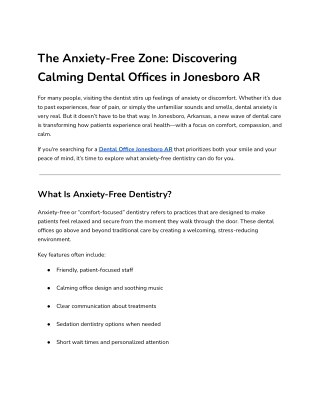 The Anxiety-Free Zone_ Discovering Calming Dental Offices in Jonesboro AR