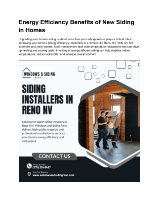 Energy Efficiency Benefits of New Siding in Homes