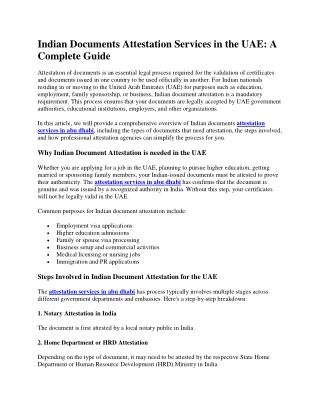 Indian Documents Attestation Services in the UAE