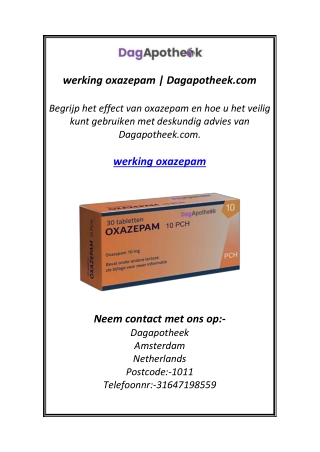 werking oxazepam | Dagapotheek.com