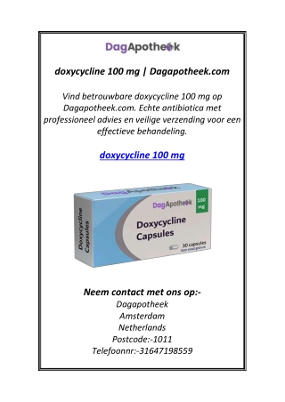 doxycycline 100 mg | Dagapotheek.com