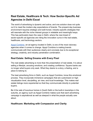 Real Estate, Healthcare & Tech: How Sector-Specific Ad Agencies in Delhi Excel