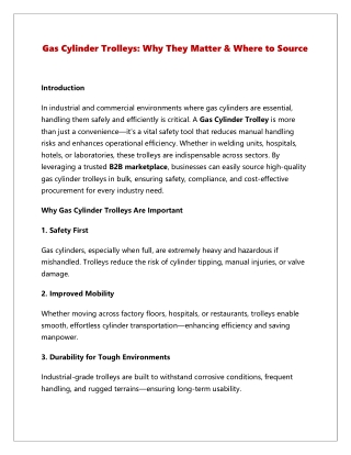 Gas Cylinder Trolleys and Why They Matter & Where to Source?