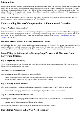 From Filing to Settlement: A Step-by-Step Process with Workers Comp Lawyers in C