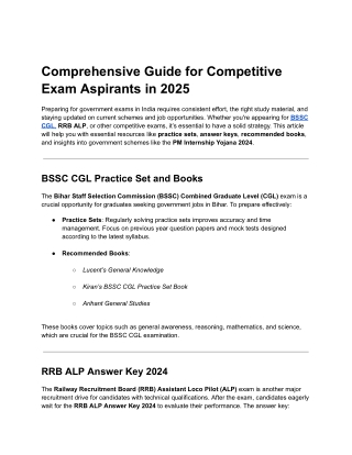 Comprehensive Guide for Competitive Exam Aspirants in 2025