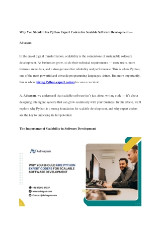 Why You Should Hire Python Expert Coders for Scalable Software Development — Advayan